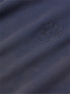 Loewe - Garment-Dyed Logo-Embroidered Cotton-Jersey Sweatshirt - Blue