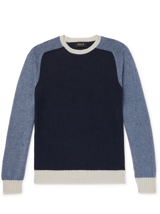 Photo: HOWLIN' - Colour-Block Wool and Cotton-Blend Sweater - Blue - S