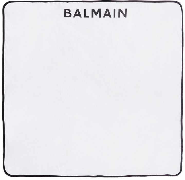 Photo: Balmain White Logo Baby Blanket