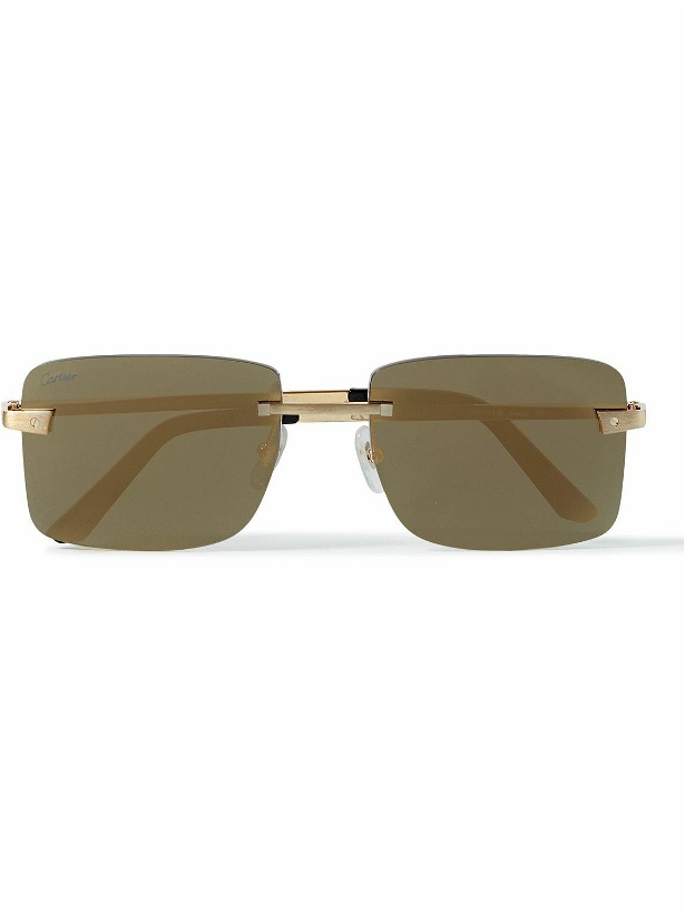 Photo: Cartier Eyewear - Santos Frameless Gold-Tone Sunglasses