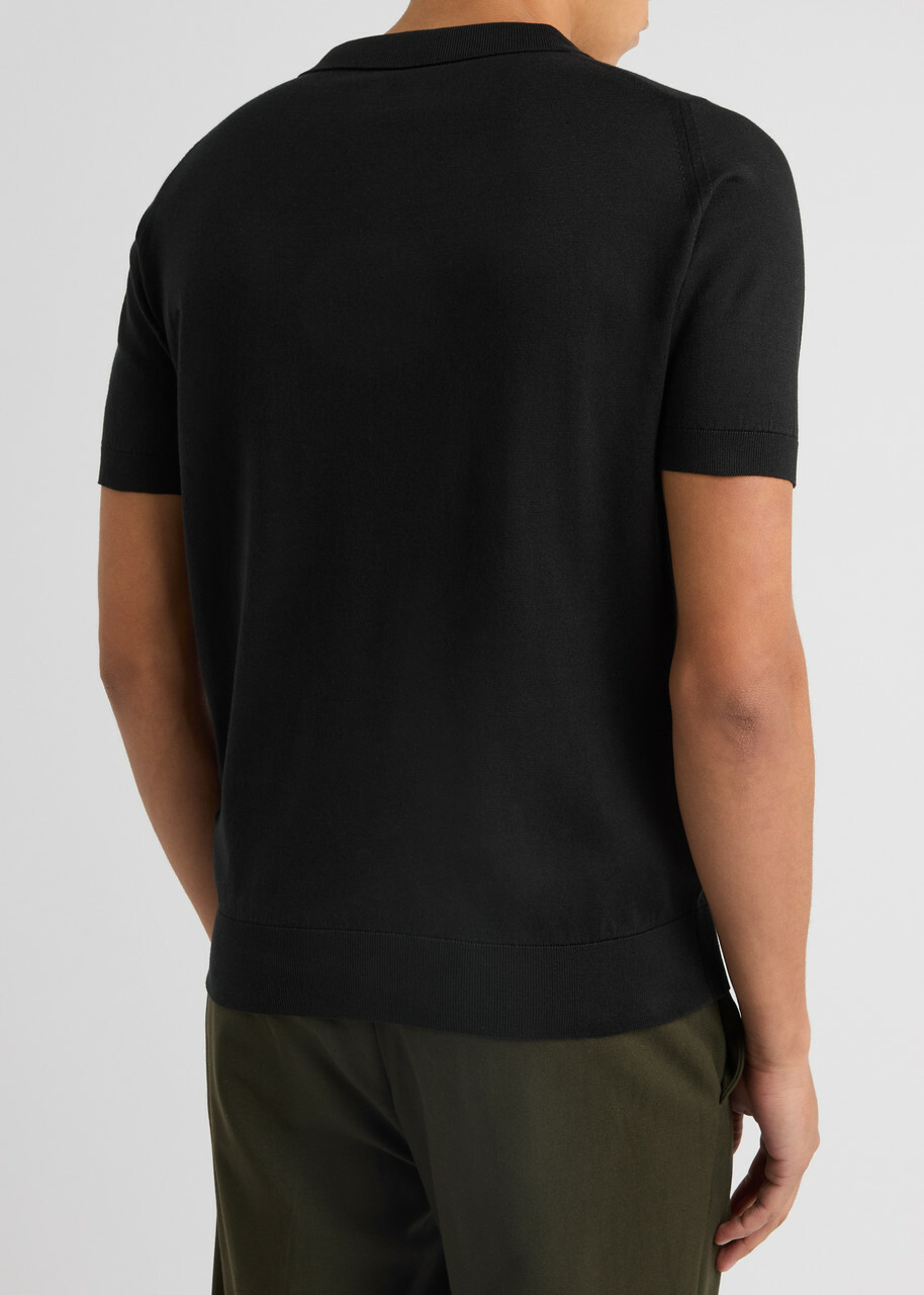 John Smedley Donnelly Knitted Cotton Polo Shirt Black John