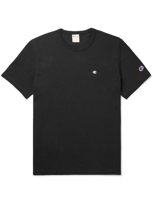 Photo: Champion - Logo-Embroidered Cotton-Jersey T-Shirt - Black