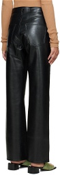 AGOLDE Black Recycled Leather Relaxed Boot Trousers