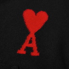 AMI Men's Large A Heart Knit Hoody in Black/Red