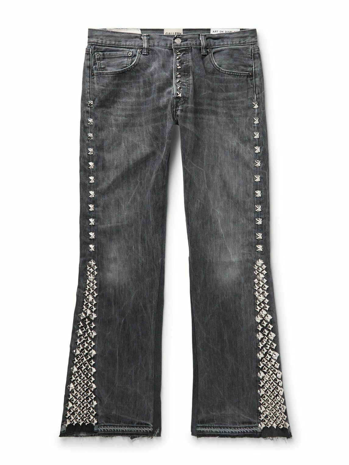 Gallery Dept. - LA Slim-Fit Flared Frayed Studded Jeans - Gray Gallery ...