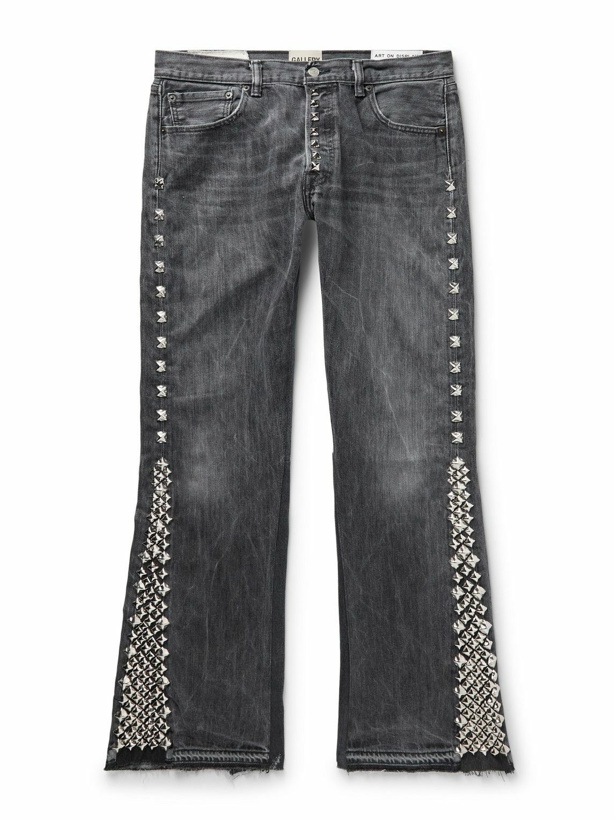 Photo: Gallery Dept. - LA Slim-Fit Flared Frayed Studded Jeans - Gray