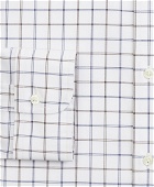 Brooks Brothers Men's Stretch Madison Relaxed-Fit Dress Shirt, Non-Iron Poplin Ainsley Collar Double-Grid Check | Brown