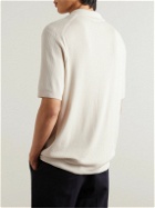 Dunhill - Ribbed Mulberry Silk and Cotton-Blend Polo Shirt - Neutrals