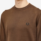Fred Perry Men's Crew Neck Jumper in Burnt Tobacco