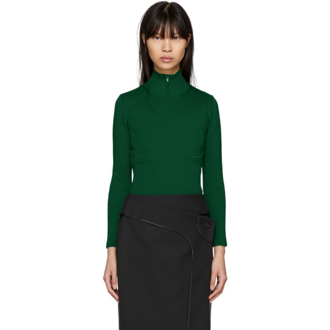 Photo: Balenciaga Green High Neck Underwire Zip Sweater