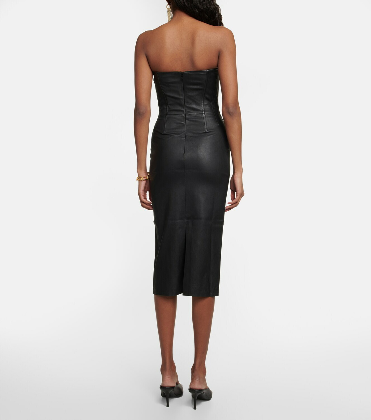 Stouls Gio strapless leather midi dress