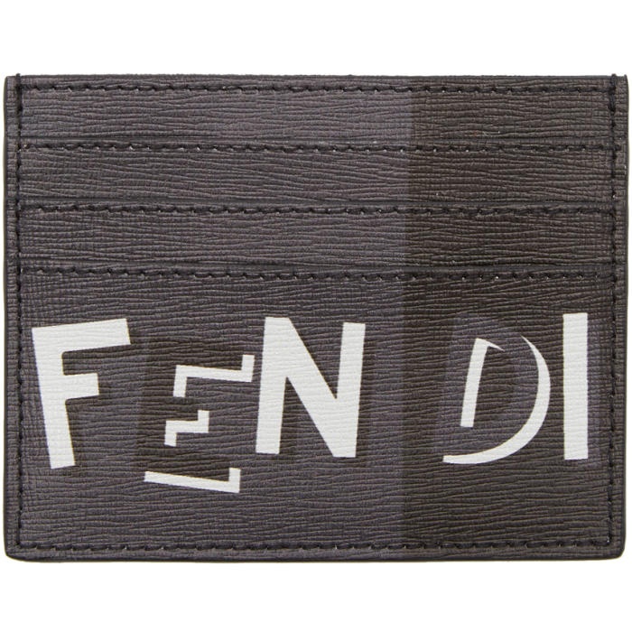 Photo: Fendi Black and Grey Logo Card Holder 