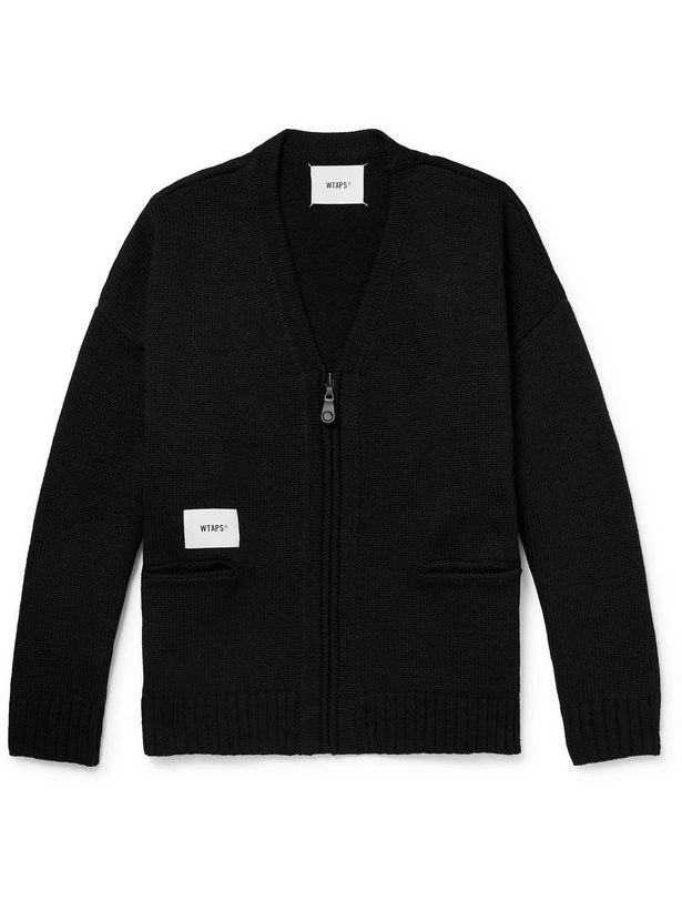 Photo: WTAPS - Palmer Logo-Appliquéd Knitted Zip-Up Cardigan - Black