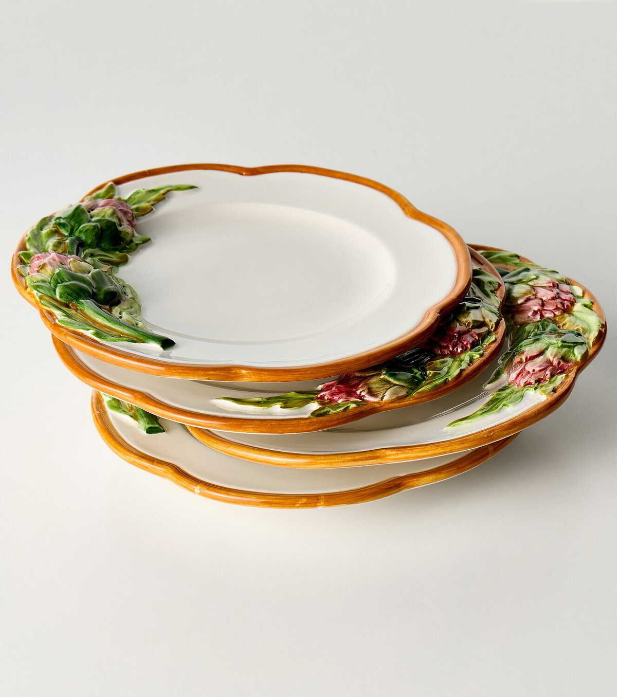 Les-Ottomans Artichoke set of 4 ceramic appetizer plates