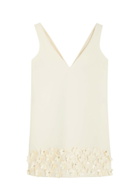 Self-portrait Crystal and Faux-pearl Embellished Crepe Mini Dress Cream