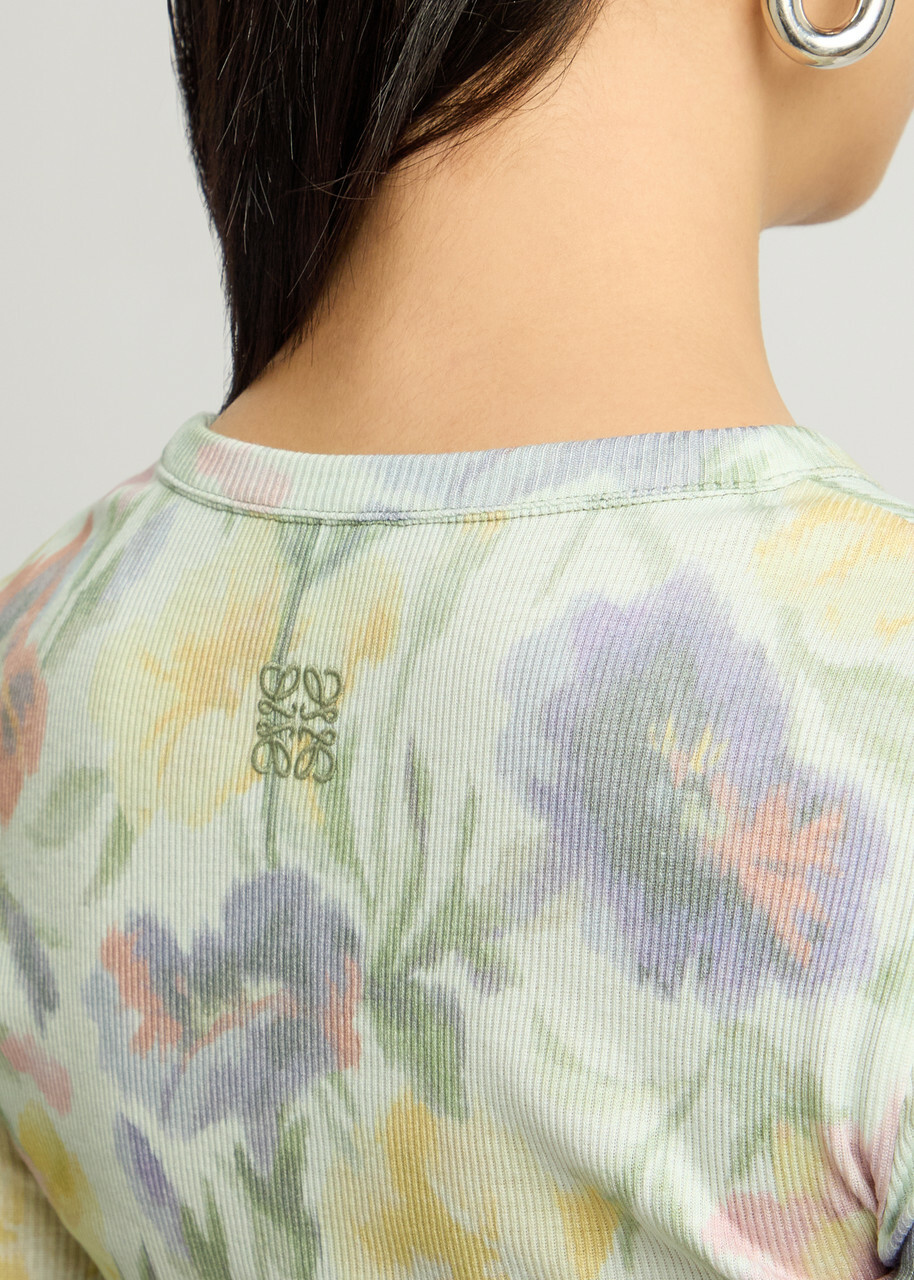 Loewe Ribbed Floral-print Silk-blend Midi Dress Multicoloured 1