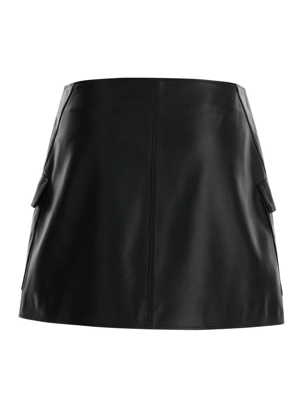 Photo: ARMA Black Wallet Skirt With Pockets In Leather Woman
