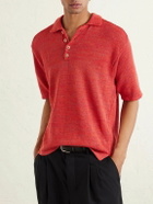 Inis Meáin - Knitted Linen Polo Shirt - Red