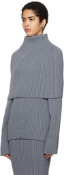 ALAINPAUL Gray Covered Shoulders Turtleneck