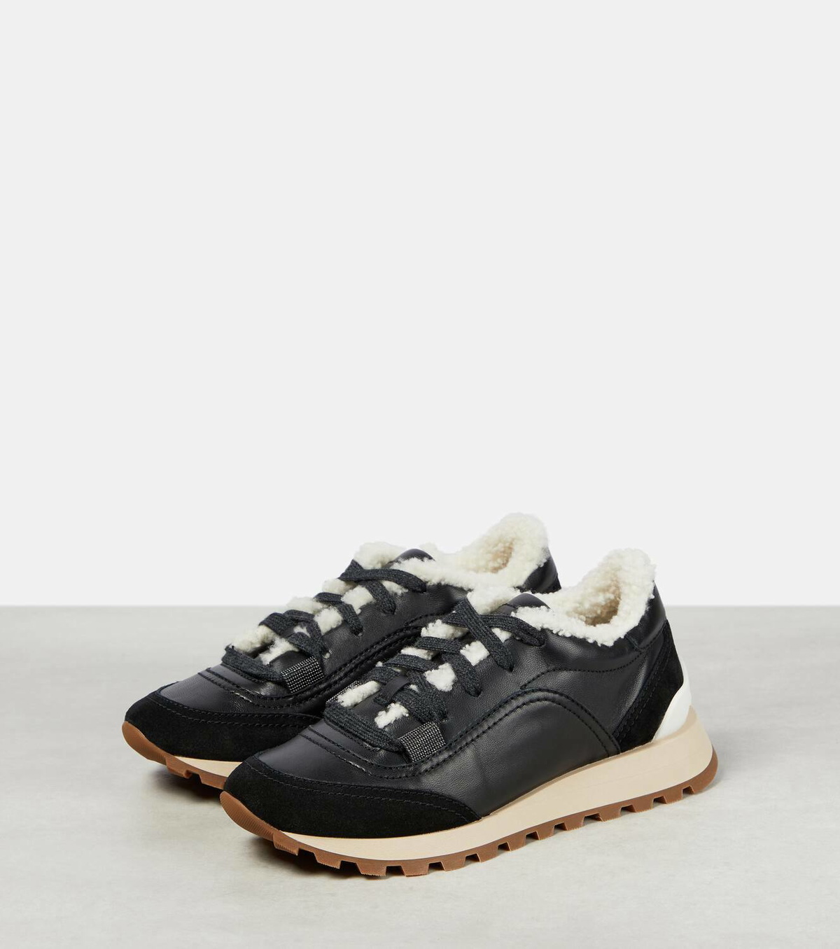 Brunello Cucinelli Leather shearling-lined sneakers Brunello Cucinelli