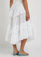 Chloe Ruffled Cotton Midi Skirt White