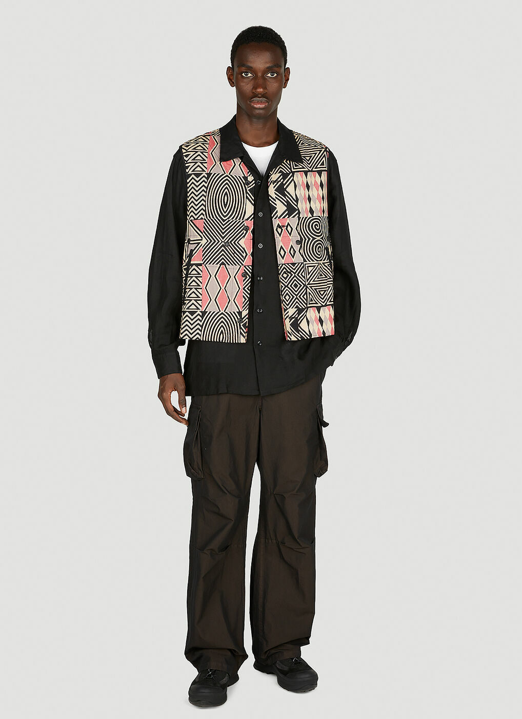 Engineered Garments - Liner Vest Jacket in Black and Red Engineered ...