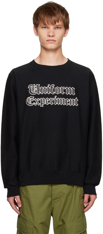 Photo: Uniform Experiment Black Printed Sweatshirt