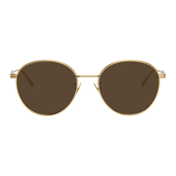 Photo: Bottega Veneta Gold Round Sunglasses