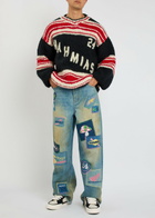 Nahmias Logo Striped-intarsia Wool Jumper Black