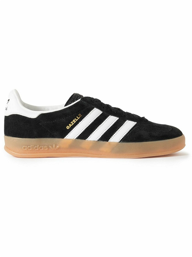Photo: adidas Originals - Gazelle Indoor Suede and Leather-Trimmed Sneakers - Black