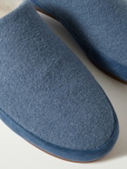 Mulo - Suede-Trimmed Shearling-Lined Wool Slippers - Blue