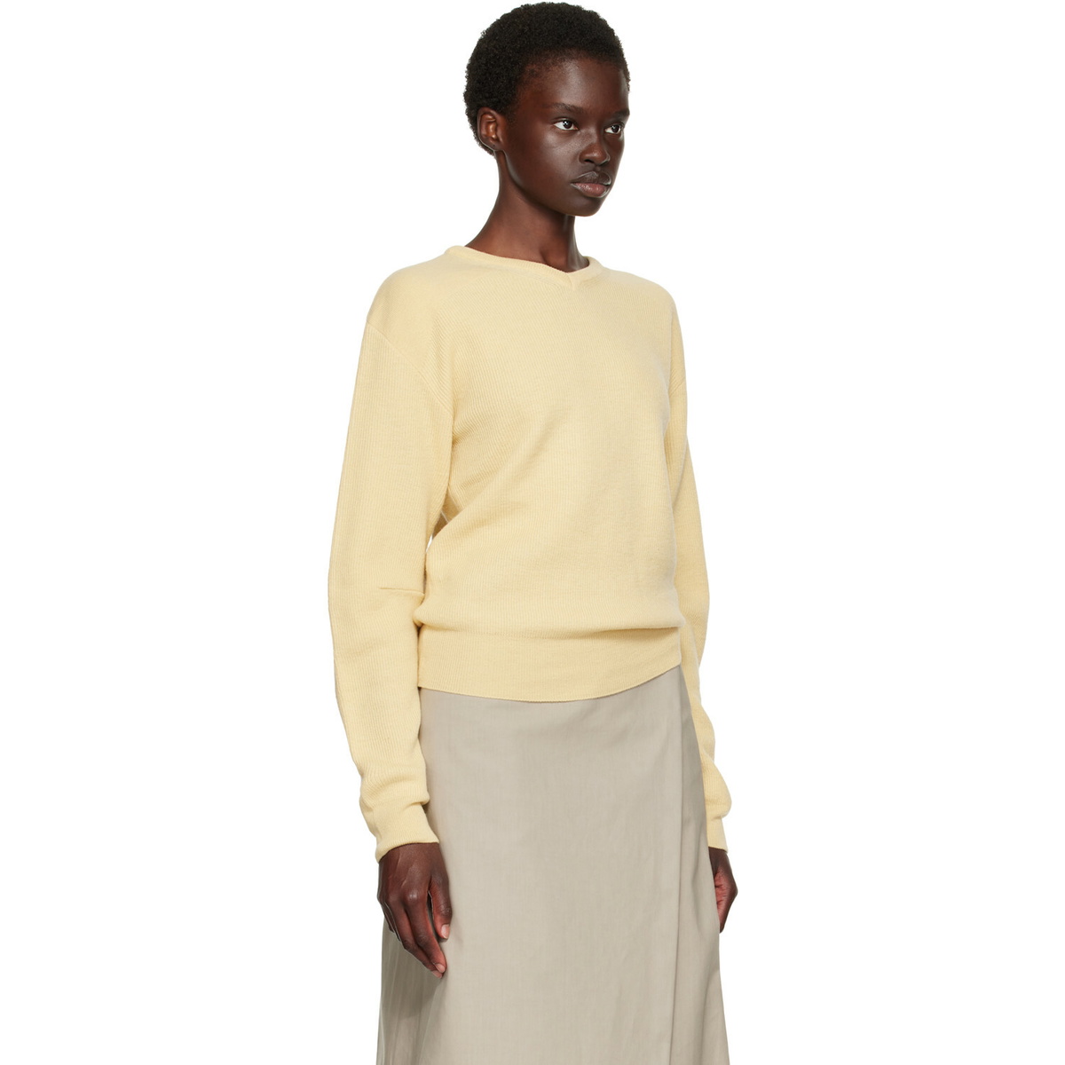 TONYWACK Yellow Superfine Wool Commando V-Neck Sweater