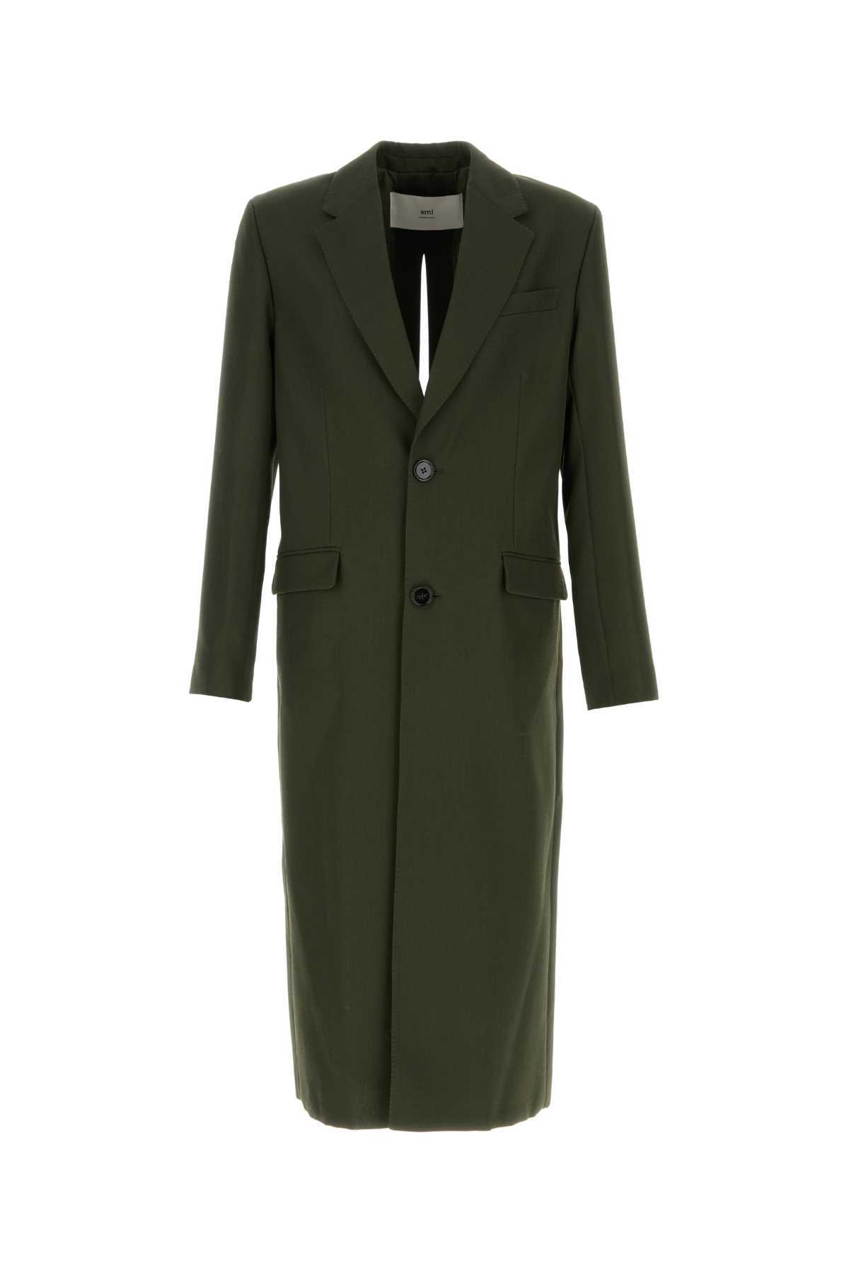 Ami Alexandre Mattiussi Olive Green Wool Coat AMI Alexandre Mattiussi