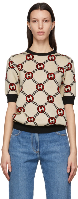 Photo: Gucci Beige Reversible Interlocking G Wool Sweater