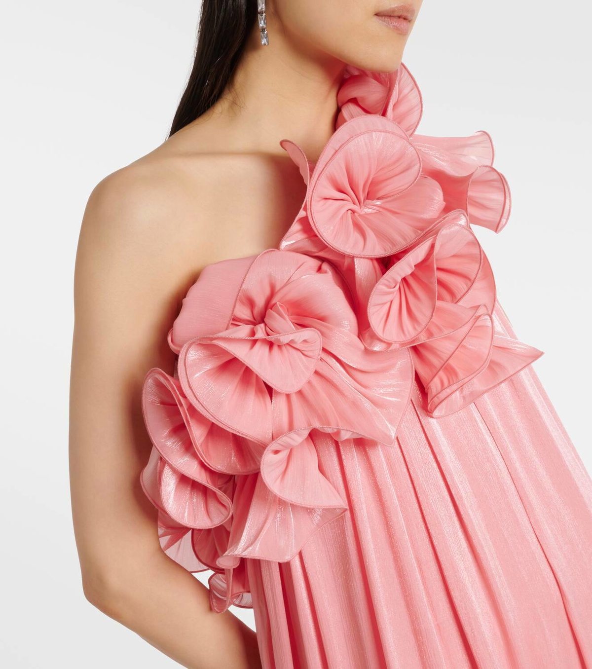 Costarellos Charmain plissé georgette gown