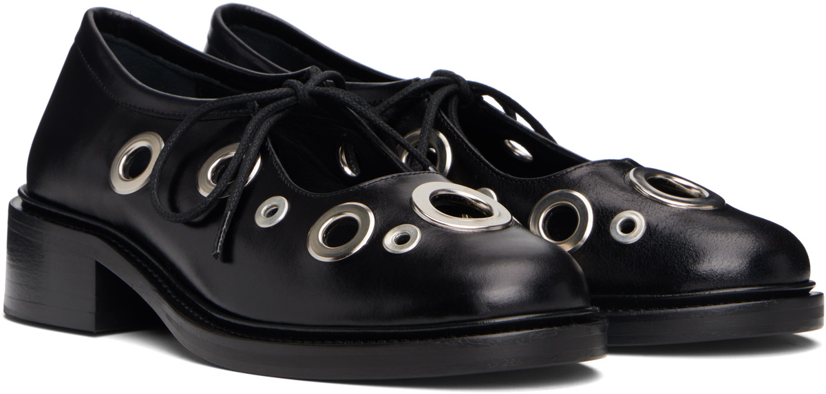 Nicole Saldaña Black Fabiana Eyelet Loafers
