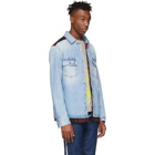 Off-White Blue and Red Denim Reconstructed Shirt
