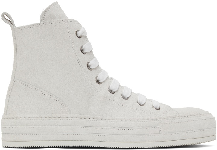 Photo: Ann Demeulemeester Off-White Suede High-Top Sneakers