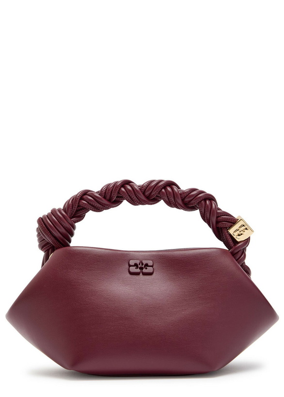 Photo: Ganni Bou Mini Leather top Handle bag - Burgundy - One Size