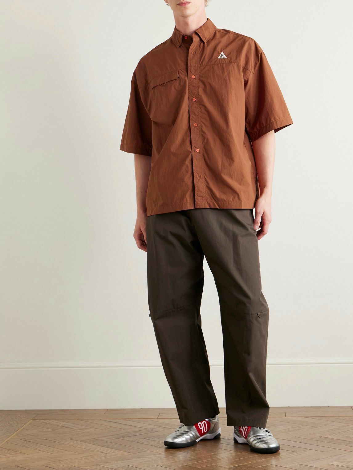 Nike - ACG Orb Weaver Oversized Logo-Embroidered Nylon Shirt - Red
