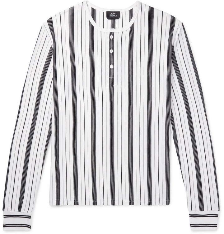 Photo: A.P.C. - Mérioul Slim-Fit Striped Jersey Henley T-Shirt - Men - White
