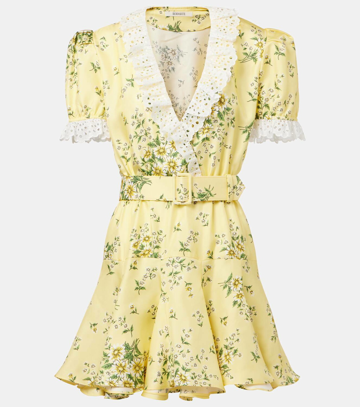 Rodarte Satin and broderie anglaise minidress