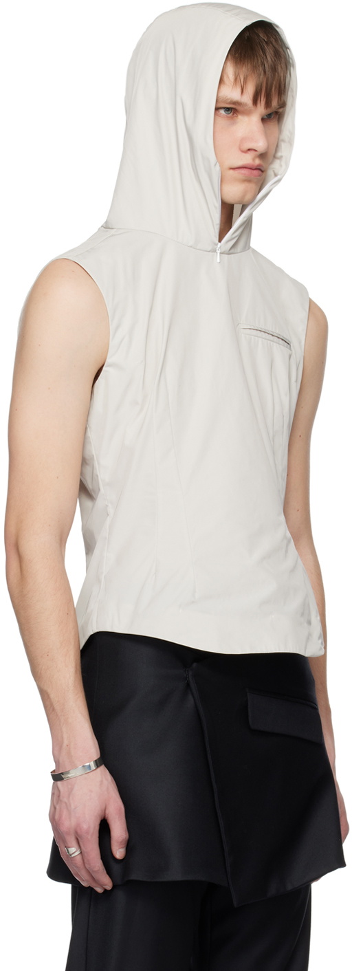 AARON ESH Off-White Hooded Vest