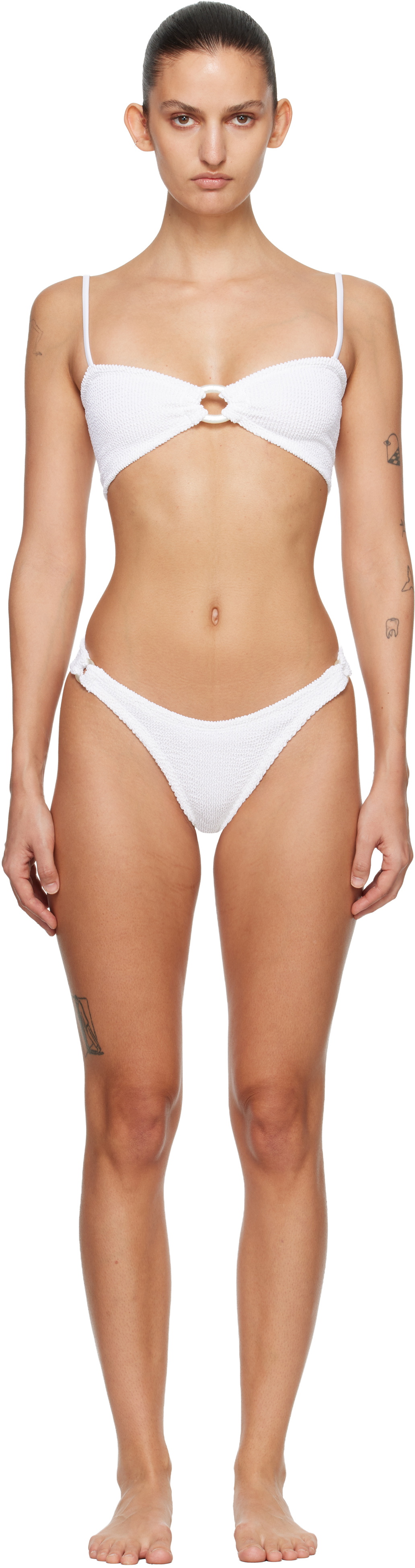 Hunza G White Misty Tonal Hoop Bikini