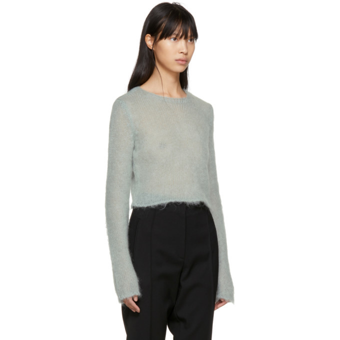 Saint Laurent Blue Cropped Mohair Sweater Saint Laurent