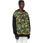 Juun.J Black and Camo Satin Hoodie