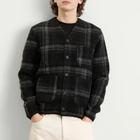 Universal Works Men's MOH Check Fleece Cardigan in Grey