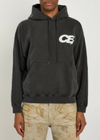 Cole Buxton Star Racing Hooded Printed Cotton Sweatshirt Black