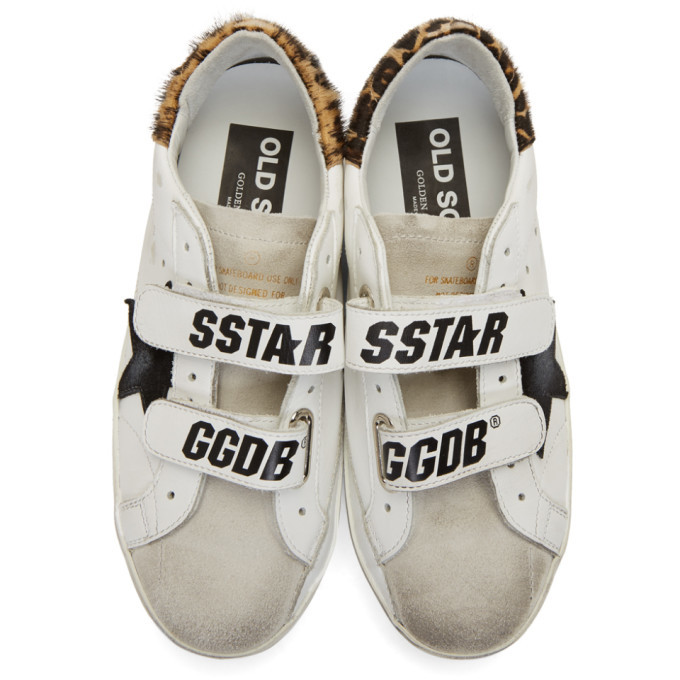 Golden goose white leopard sales pony old school sneakers