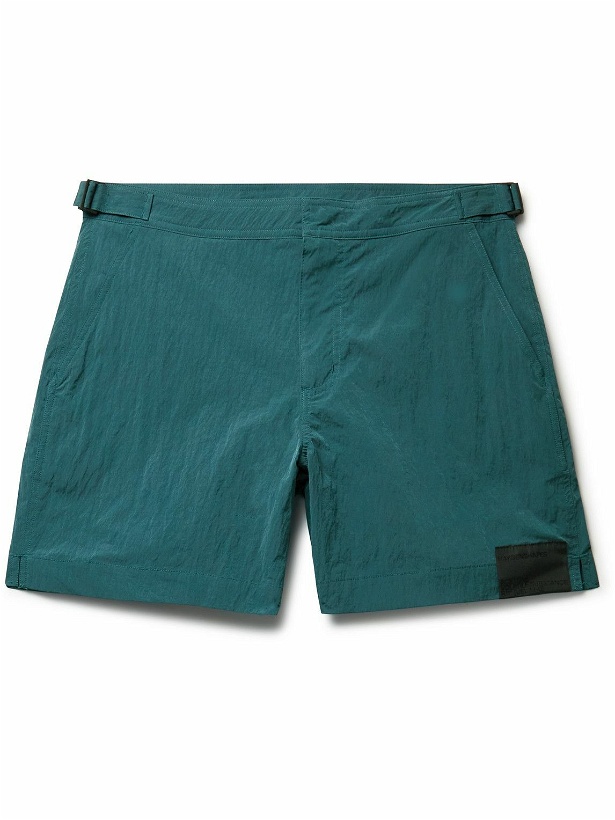Photo: HAYDENSHAPES - Cruiser Straight-Leg Mid-Length Logo-Appliquéd Swim Shorts - Blue